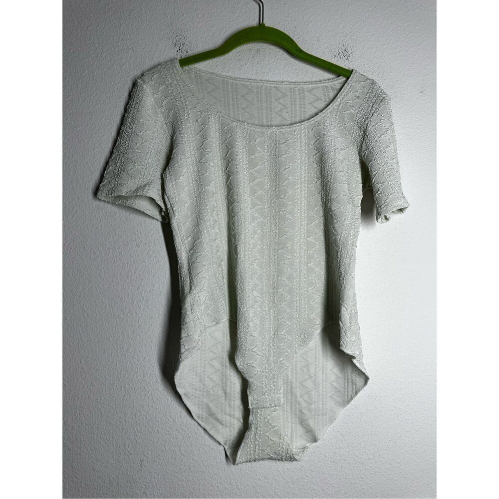 Vintage Wolff 3D Bodysuit Size L Ivory Gray